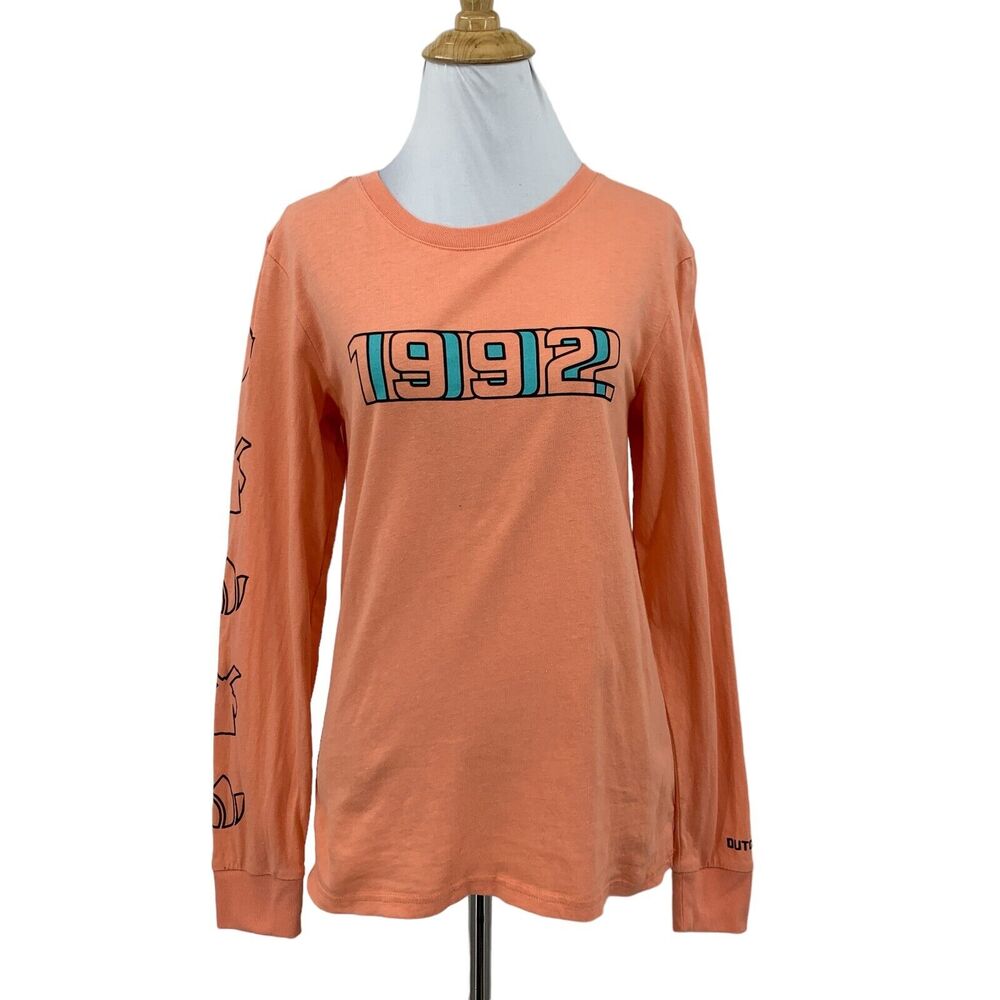 Dutch Bros T Shirt Womens M Creamsicle Cotton Crew Long Sleeve Arm Logo 1992
